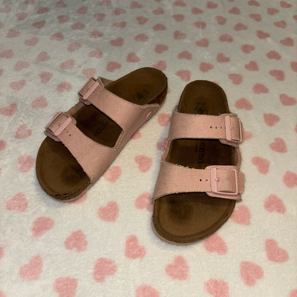 Birkenstock kids sandals pink canvas Arizona vegan size 34 - Picture 2 of 3